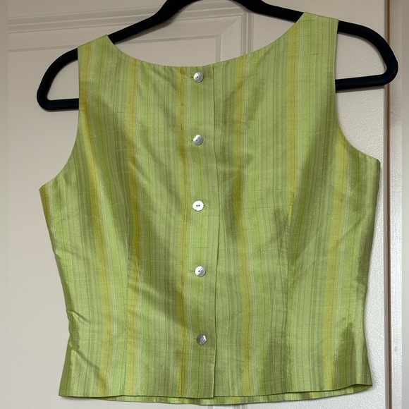 ASAP Saks Fifth Avenue 70s Vintage 100% Silk Stripe Sleeveless Crop Top - Picture 2 of 4